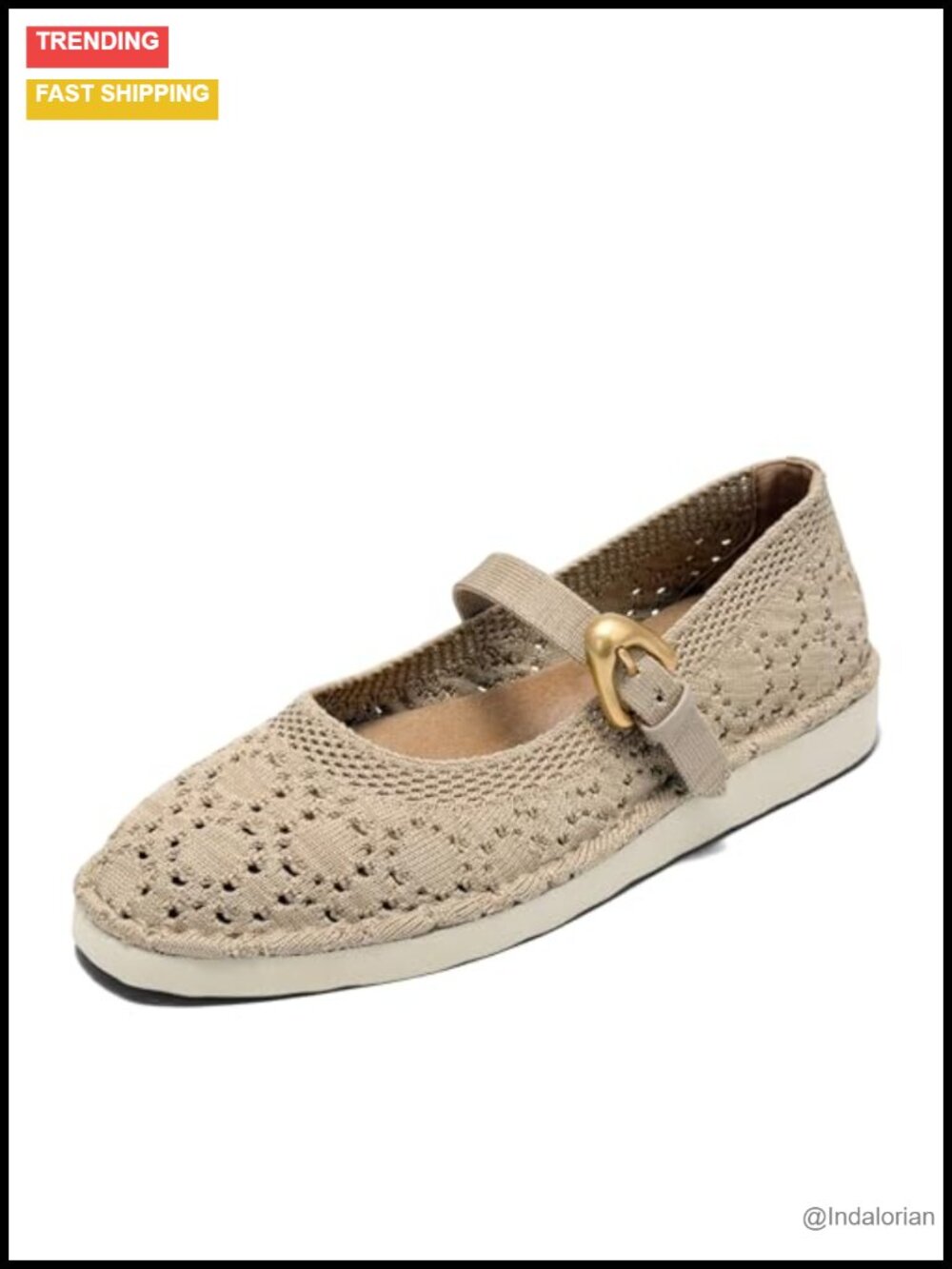 Embroidered Lace Mary Jane Flats with Memory Foam Insole